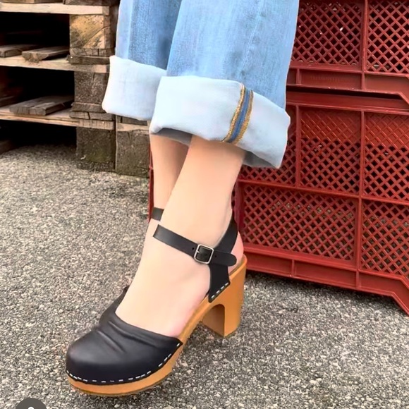 Swedish Hasbeens Wrinkled Black Sandal Best Style🌈 ♥️ - Picture 9 of 10